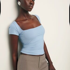 Reformation Bardot Knit Top Blue - Size S